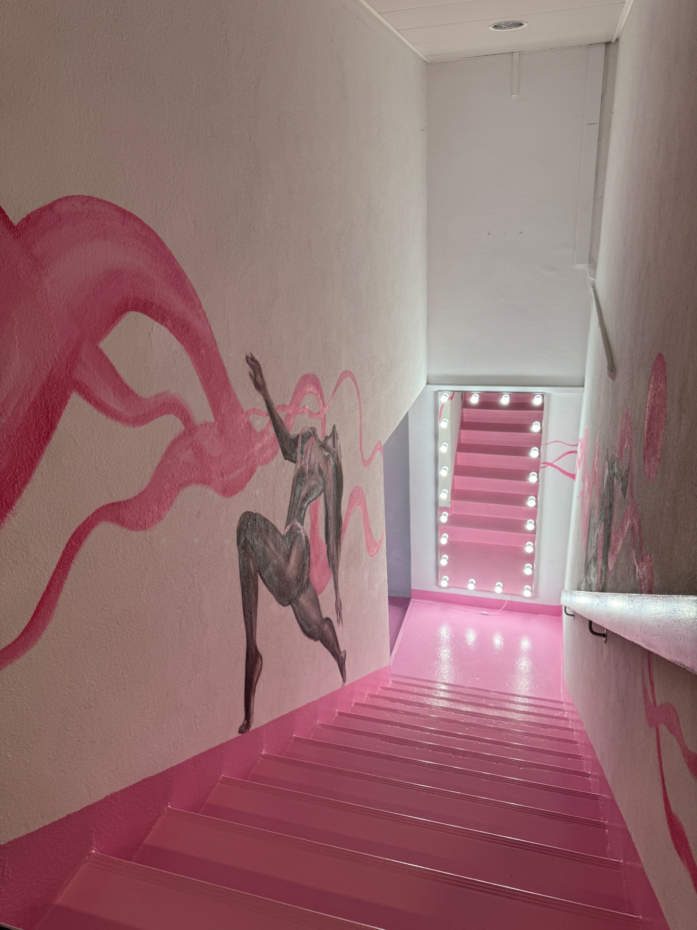 Staircase with hand-painted mural